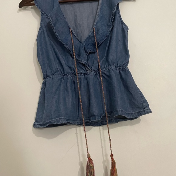 Blue Denim Ruffle Top - Picture 7 of 10